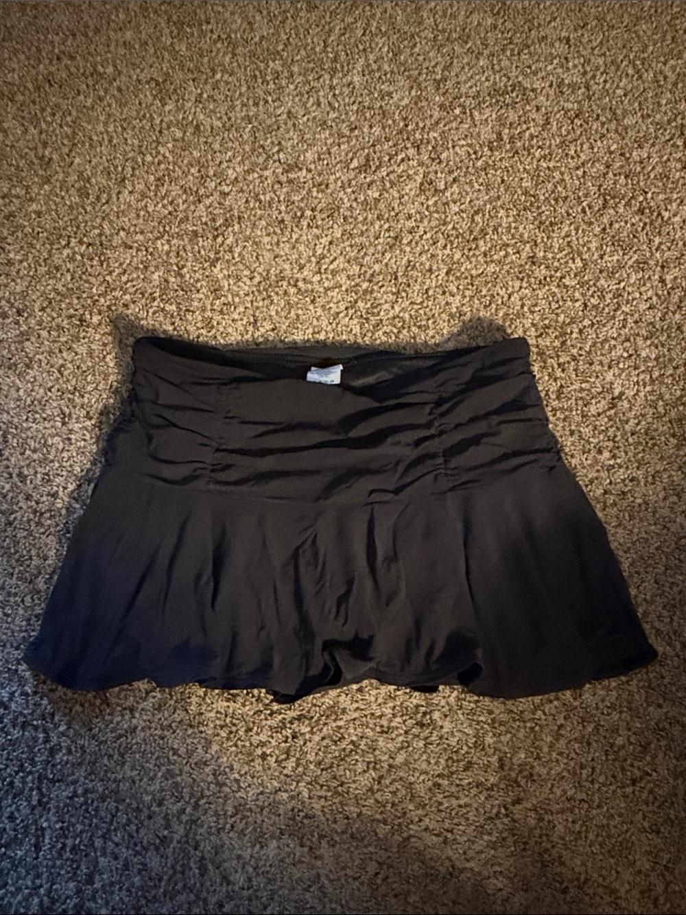 Lands' End Black A-Line swim Skirt with Ruched Waist